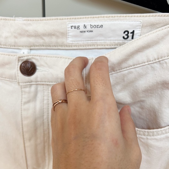 RAG & BONE Two Tone Ultra Wide Leg Jeans high-rise ECRU white/cream - sz 31 - Picture 2 of 16